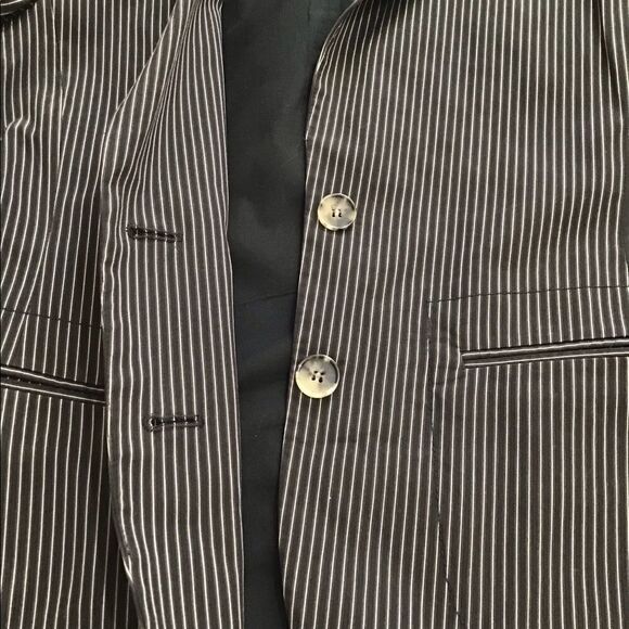 Theory Blazer Black Boothe Pinstripe 2-Button Stretch Blazer Size 8 - Picture 9 of 13